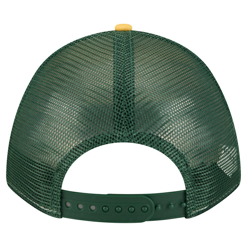 Green Bay Packers New Era Linear A-Frame 9FORTY Adjustable Hat - Gold Hats