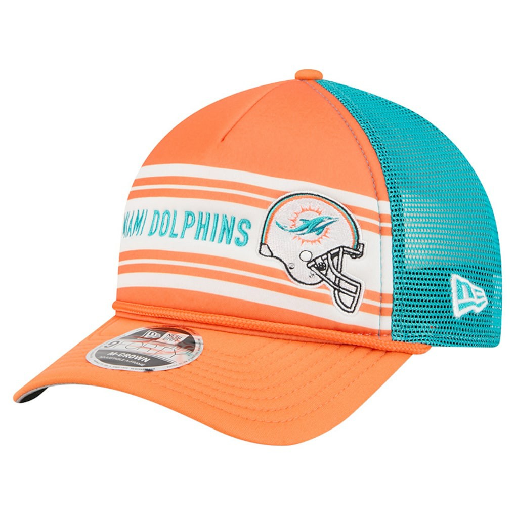 Miami Dolphins New Era Linear A-Frame 9FORTY Adjustable Hat - Orange Hats