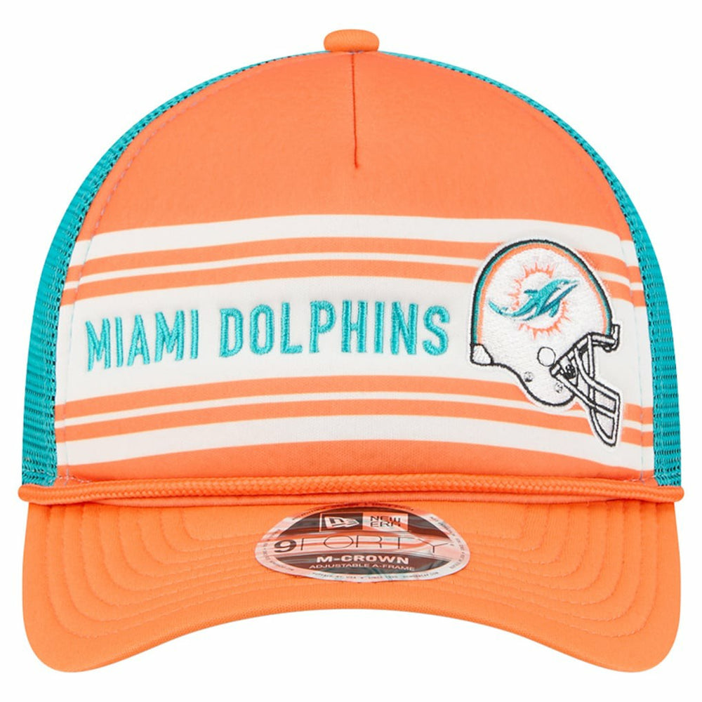 Miami Dolphins New Era Linear A-Frame 9FORTY Adjustable Hat - Orange Hats