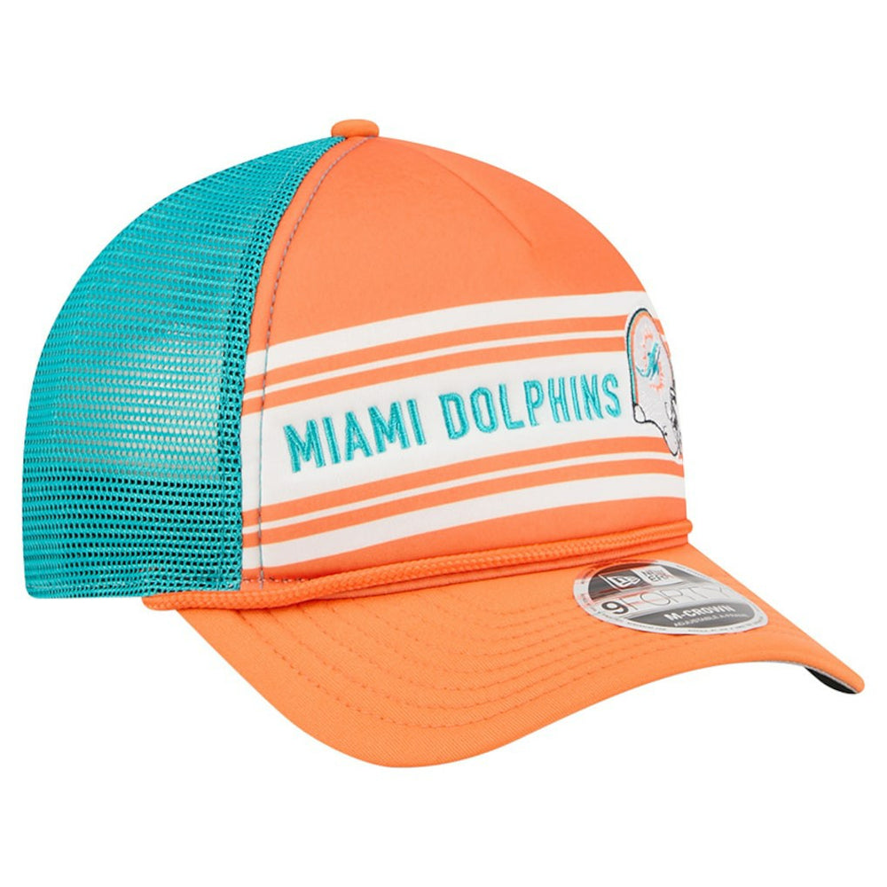 Miami Dolphins New Era Linear A-Frame 9FORTY Adjustable Hat - Orange Hats