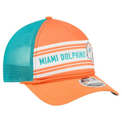 Miami Dolphins New Era Linear A-Frame 9FORTY Adjustable Hat - Orange Hats