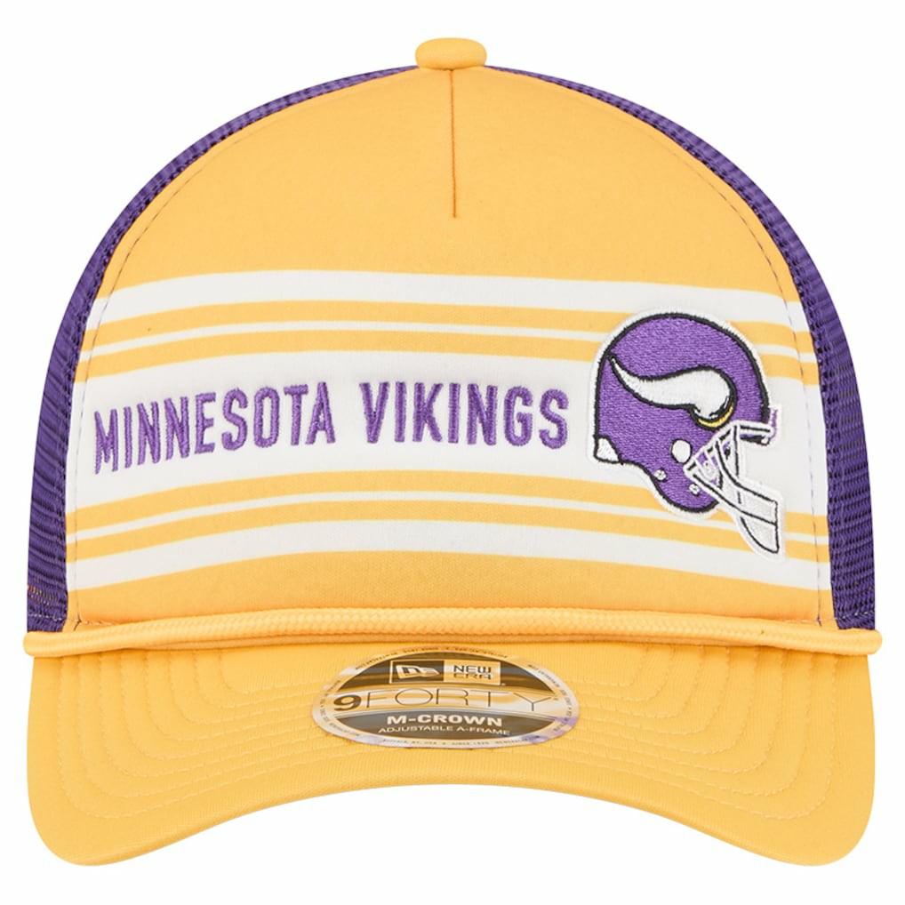 Minnesota Vikings New Era Linear A-Frame 9FORTY Adjustable Hat - Gold Hats
