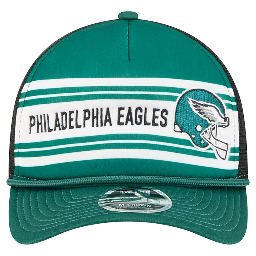 Philadelphia Eagles New Era Linear A-Frame 9FORTY Adjustable Hat - Green Hats