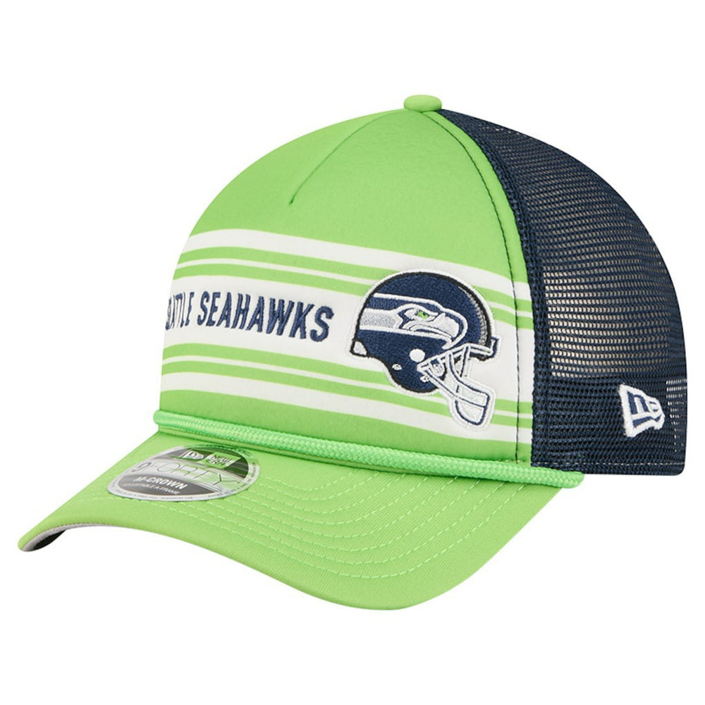 Seattle Seahawks New Era Linear A-Frame 9FORTY Adjustable Hat - Neon Green Hats