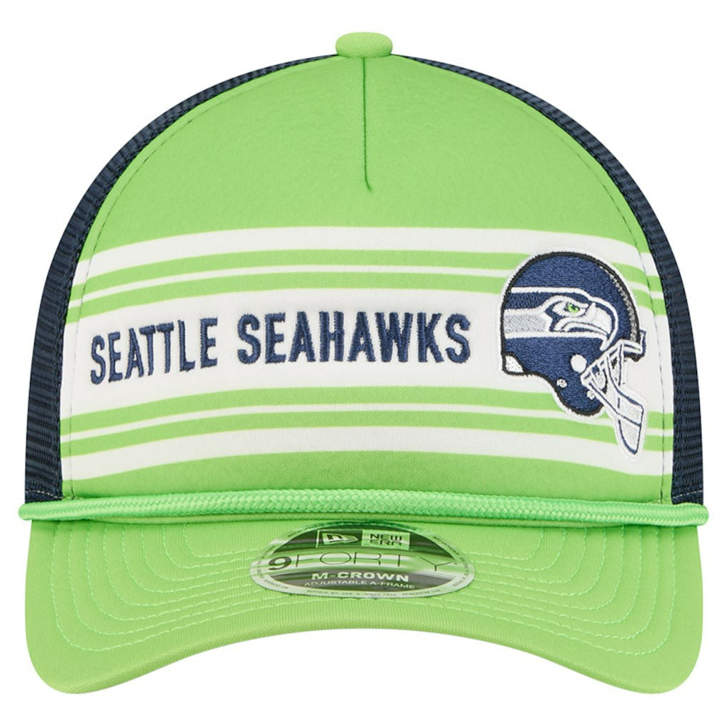 Seattle Seahawks New Era Linear A-Frame 9FORTY Adjustable Hat - Neon Green Hats