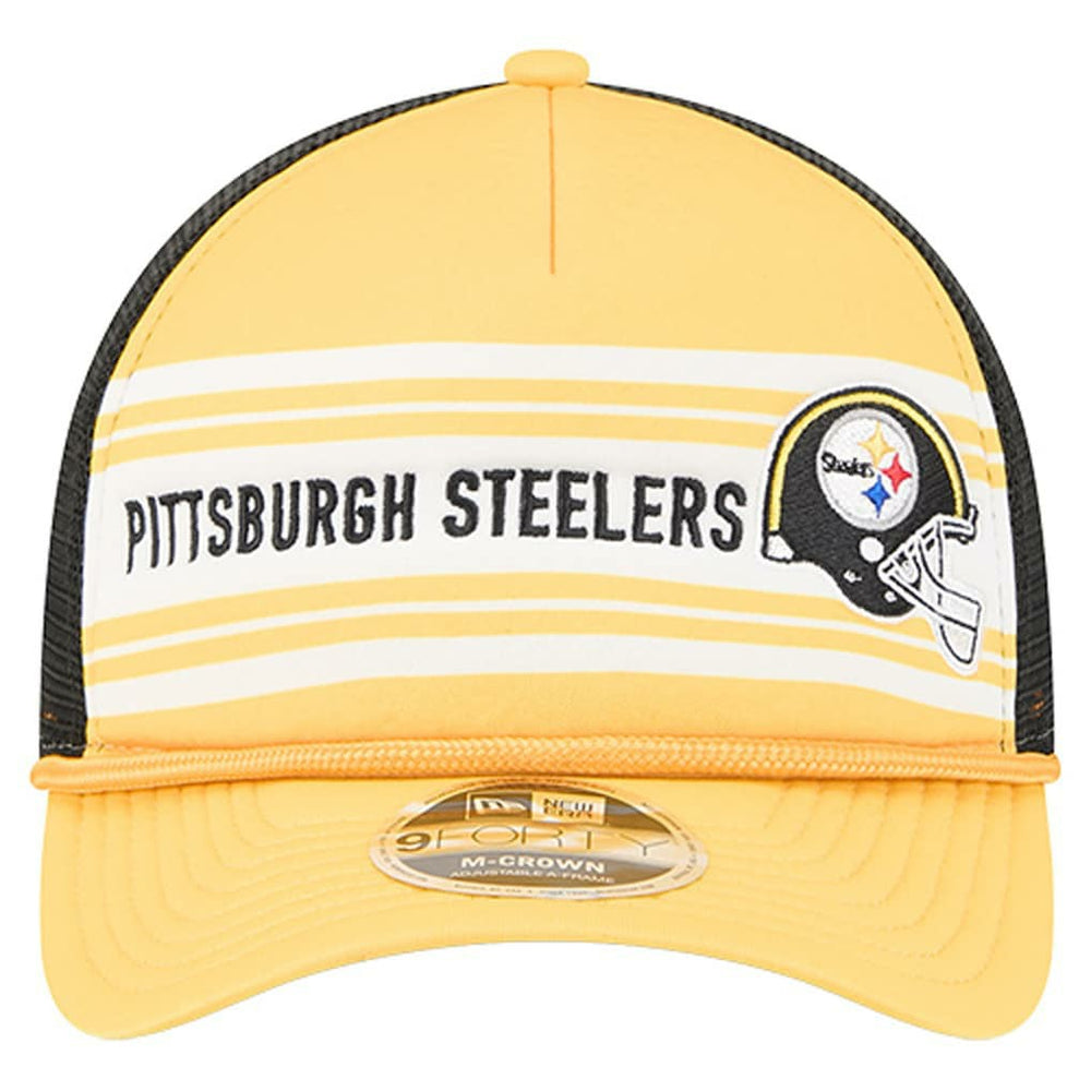 Pittsburgh Steelers New Era Linear A-Frame 9FORTY Adjustable Hat - Gold Hats
