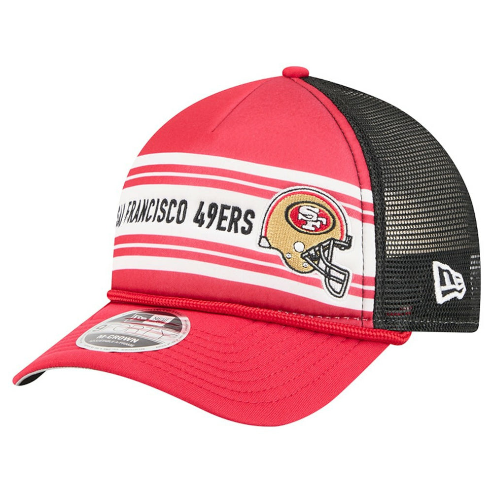 San Francisco 49ers New Era Linear A-Frame 9FORTY Adjustable Hat - Red Hats