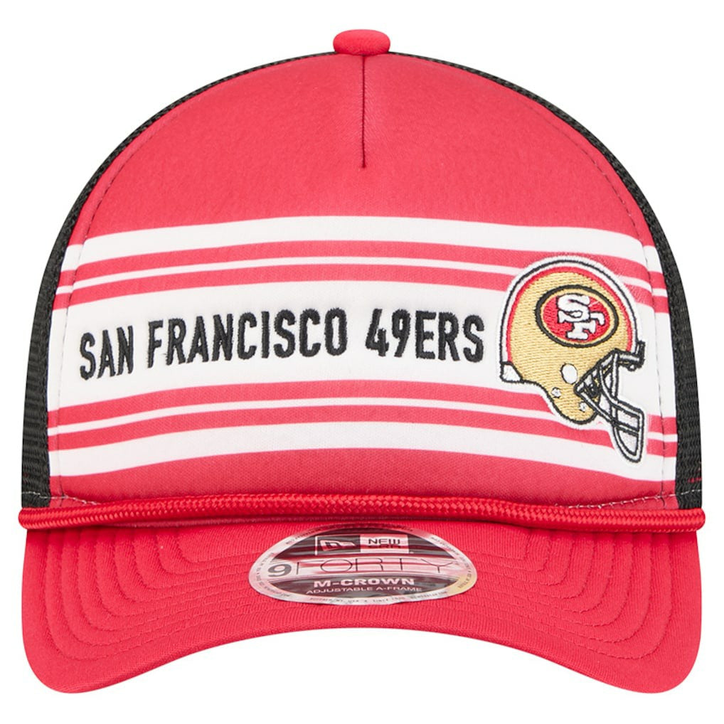 San Francisco 49ers New Era Linear A-Frame 9FORTY Adjustable Hat - Red Hats