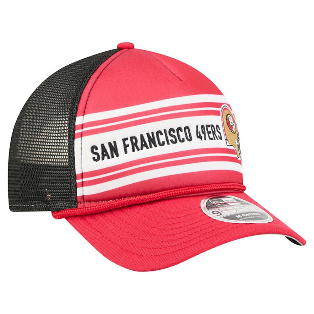 San Francisco 49ers New Era Linear A-Frame 9FORTY Adjustable Hat - Red Hats