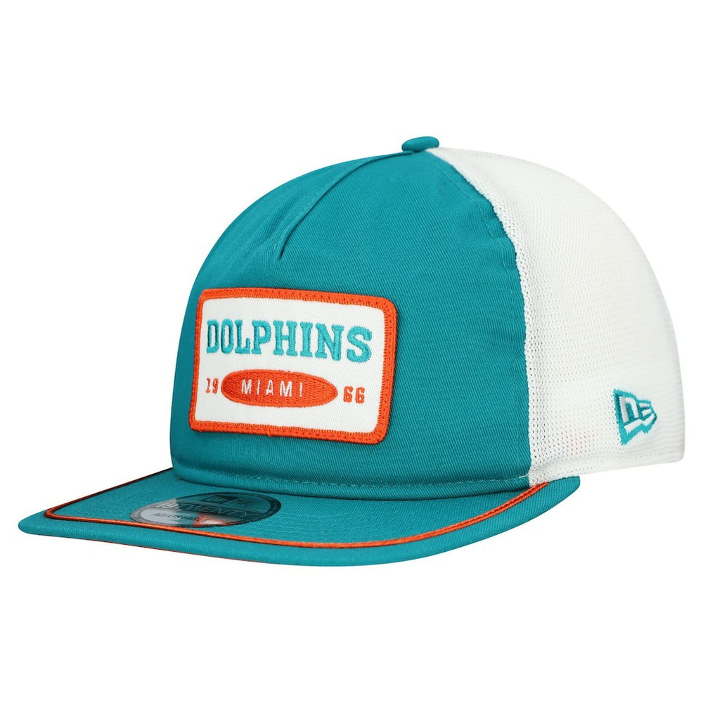 Miami Dolphins New Era Patch 19TWENTY Adjustable Hat - Aqua/White Hats