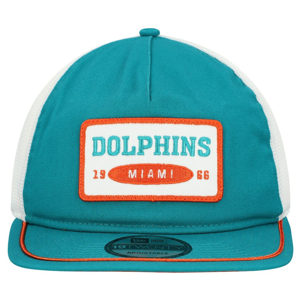 Miami Dolphins New Era Patch 19TWENTY Adjustable Hat - Aqua/White Hats