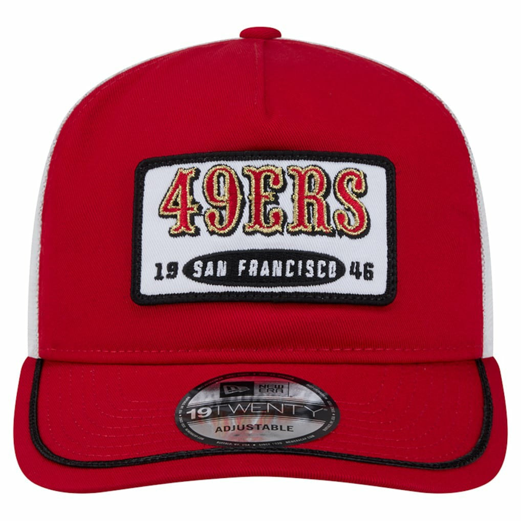 San Francisco 49ers New Era Patch 19TWENTY Adjustable Hat - Scarlet/White Hats