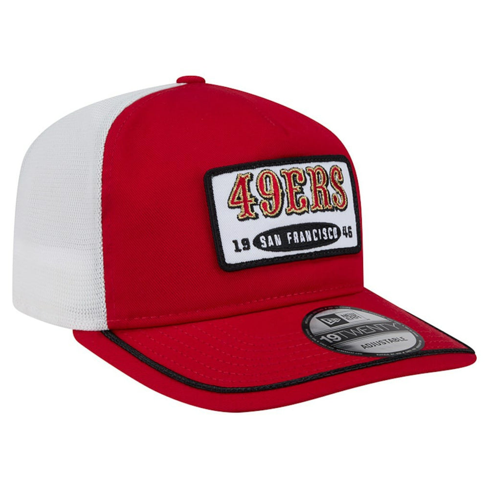 San Francisco 49ers New Era Patch 19TWENTY Adjustable Hat - Scarlet/White Hats