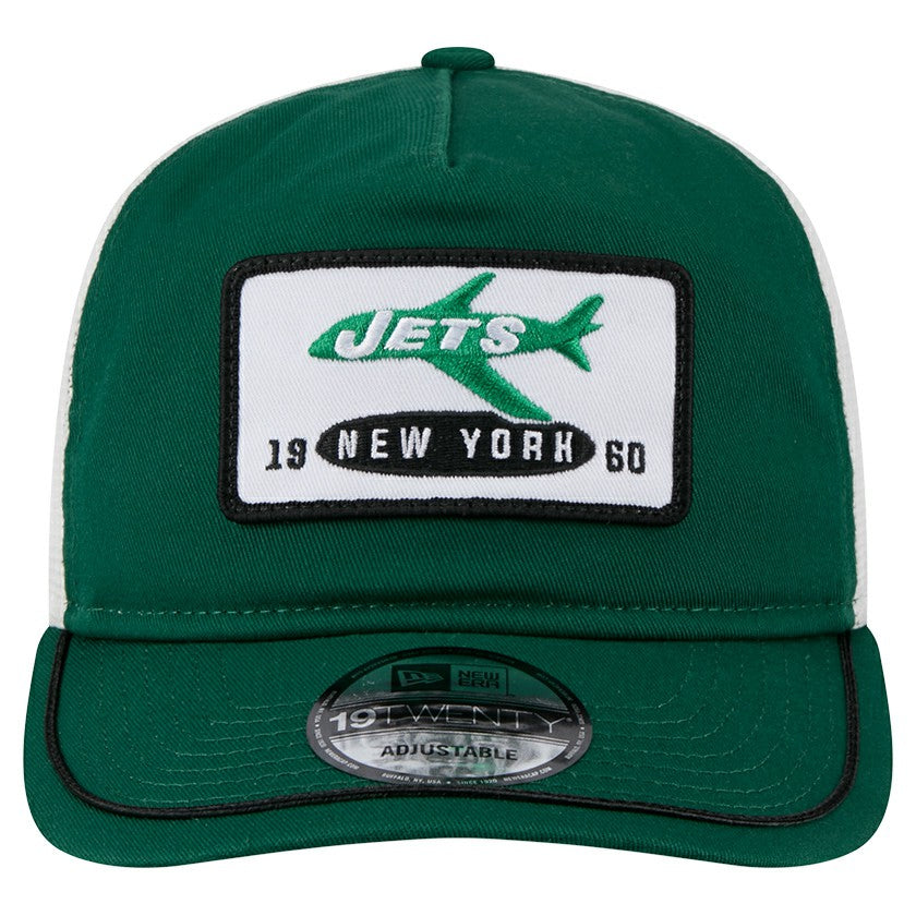 New York Jets New Era Patch 19TWENTY Adjustable Hat - Green/White Hats