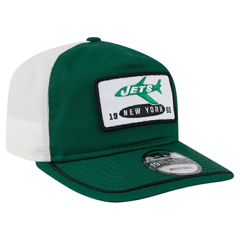 New York Jets New Era Patch 19TWENTY Adjustable Hat - Green/White Hats