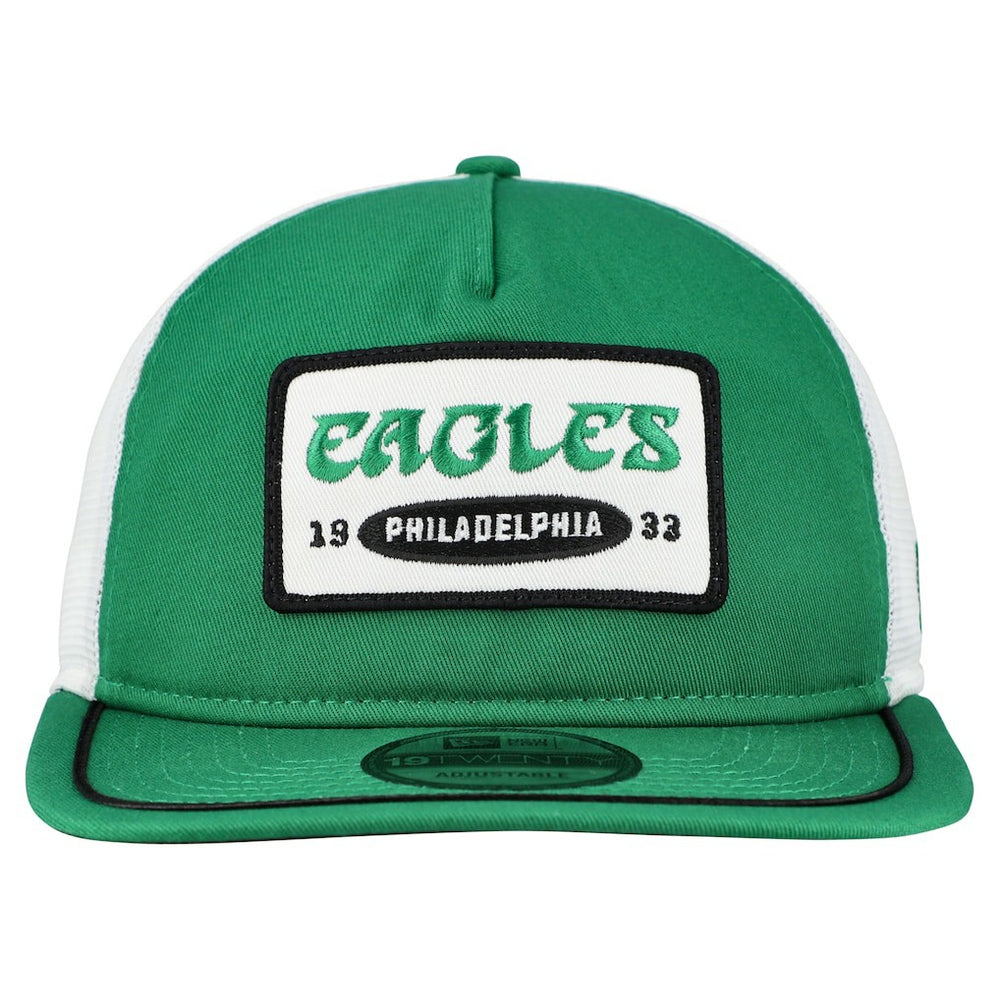 Philadelphia Eagles New Era Patch 19TWENTY Adjustable Hat - Kelly Green/White Hats