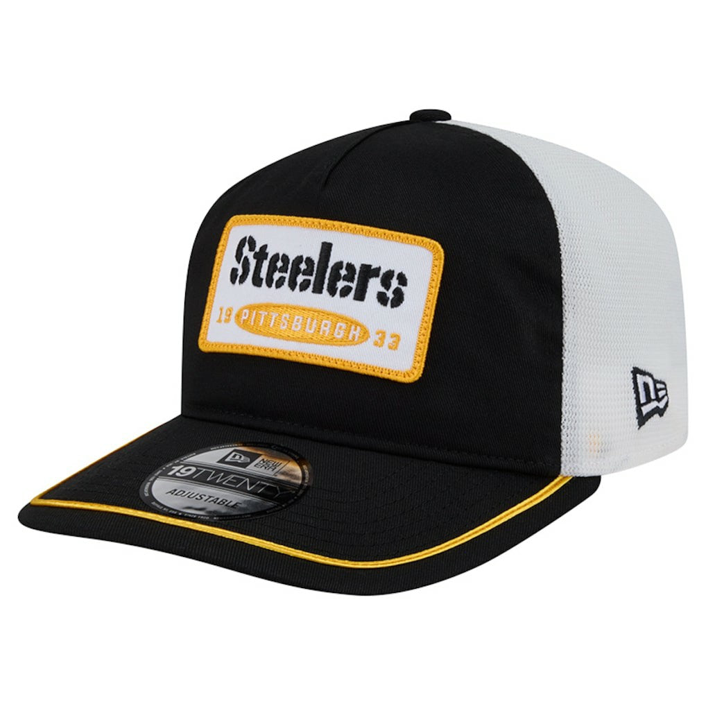 Pittsburgh Steelers New Era Patch 19TWENTY Adjustable Hat - Black/White Hats
