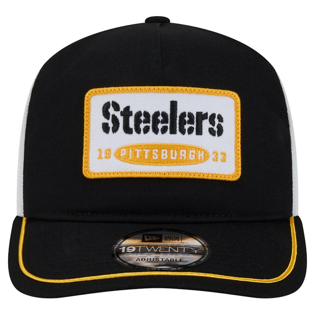 Pittsburgh Steelers New Era Patch 19TWENTY Adjustable Hat - Black/White Hats