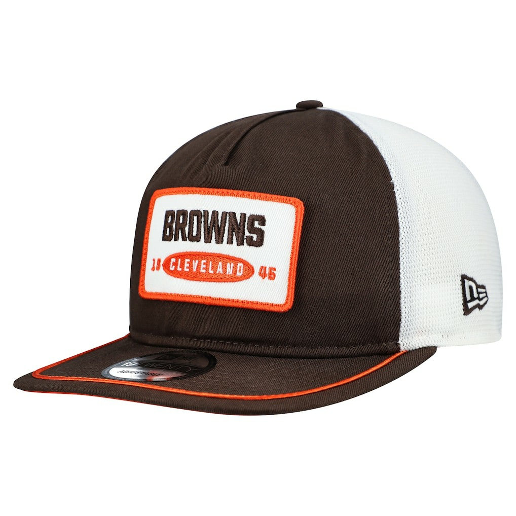 Cleveland Browns New Era Patch 19TWENTY Adjustable Hat - Brown/White Hats