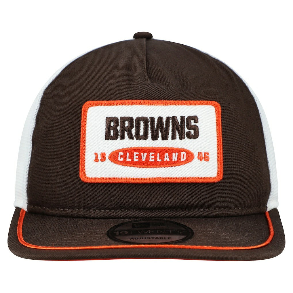Cleveland Browns New Era Patch 19TWENTY Adjustable Hat - Brown/White Hats
