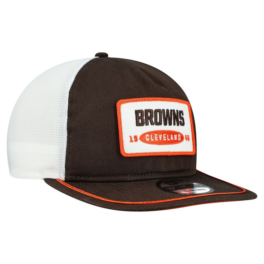 Cleveland Browns New Era Patch 19TWENTY Adjustable Hat - Brown/White Hats