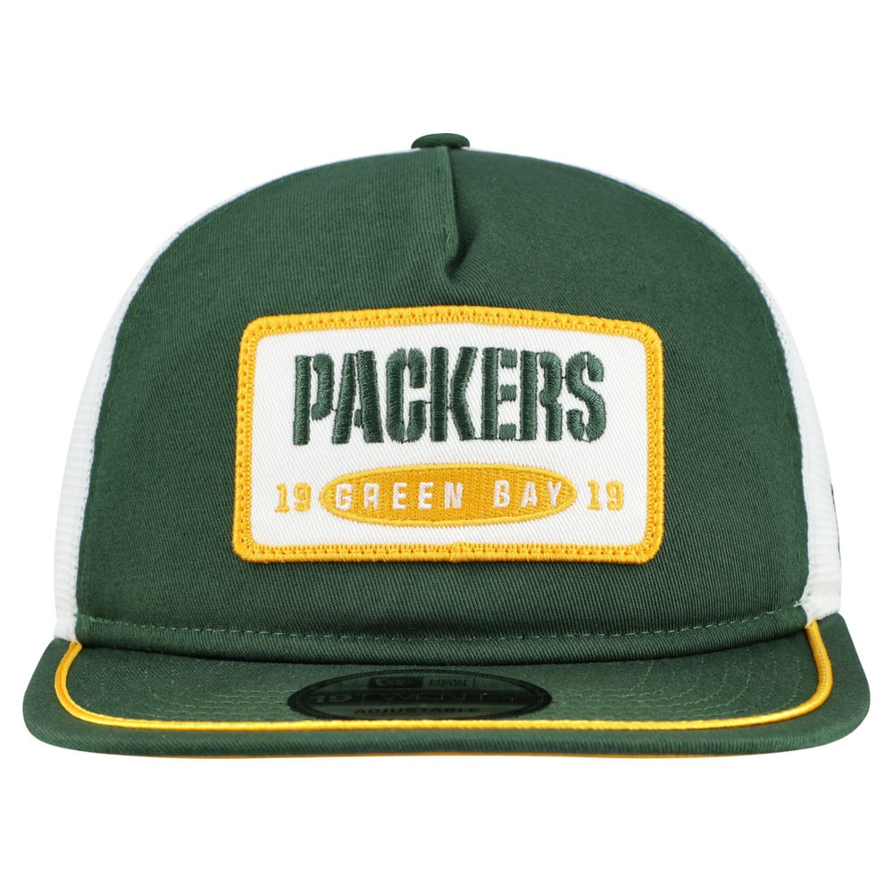 Green Bay Packers New Era Patch 19TWENTY Adjustable Hat - Green/White Hats