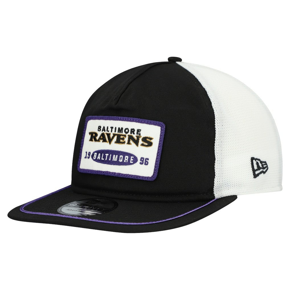 Baltimore Ravens New Era Patch 19TWENTY Adjustable Hat - Black/White Hats