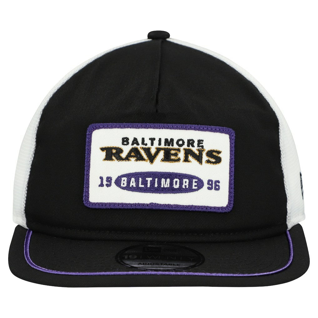 Baltimore Ravens New Era Patch 19TWENTY Adjustable Hat - Black/White Hats