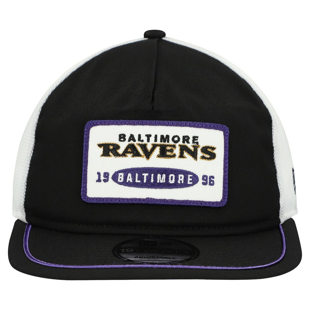 Baltimore Ravens New Era Patch 19TWENTY Adjustable Hat - Black/White Hats