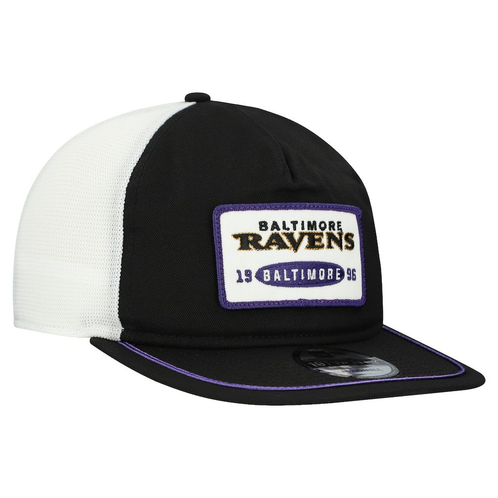 Baltimore Ravens New Era Patch 19TWENTY Adjustable Hat - Black/White Hats
