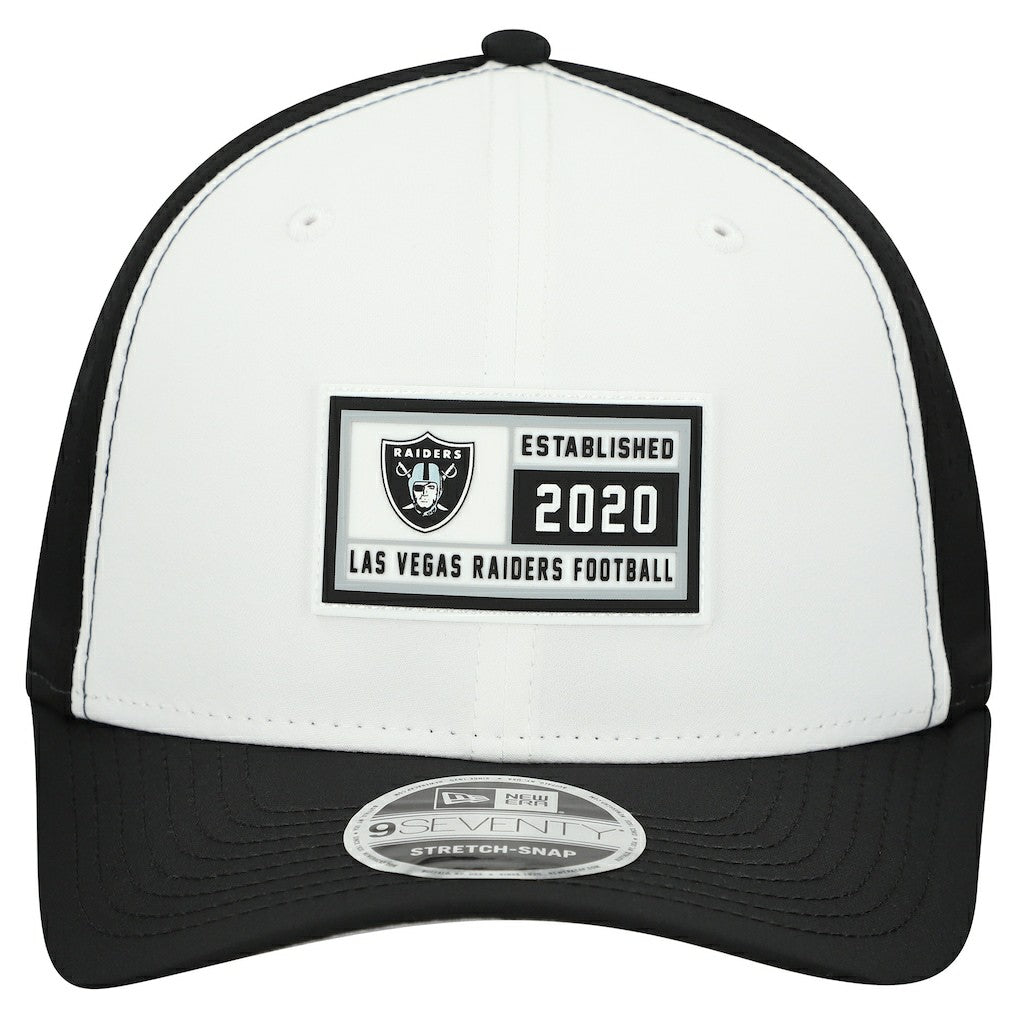 Las Vegas Raiders New Era Established Patch 9SEVENTY Adjustable Hat - White/Black Hats