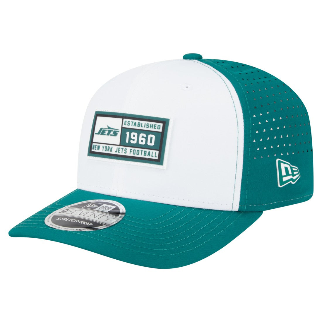 New York Jets New Era Established Patch 9SEVENTY Adjustable Hat - White/Green Hats
