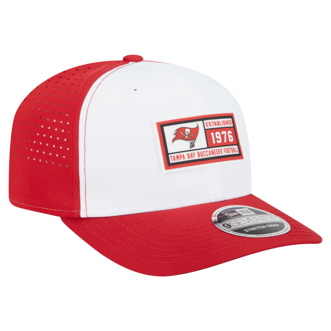 Tampa Bay Buccaneers New Era Established Patch 9SEVENTY Adjustable Hat - White/Red Hats