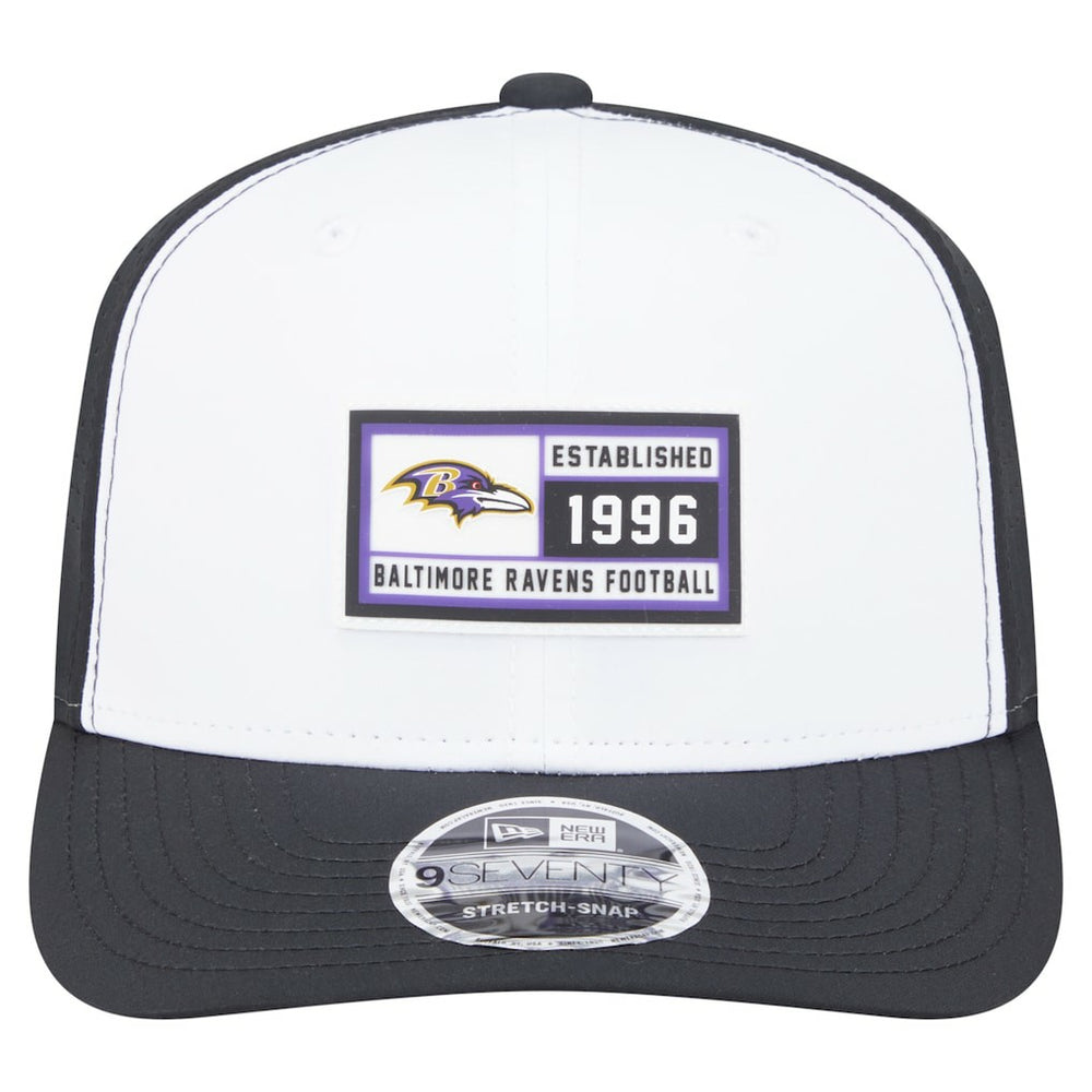 Baltimore Ravens New Era Established Patch 9SEVENTY Adjustable Hat - White/Black Hats