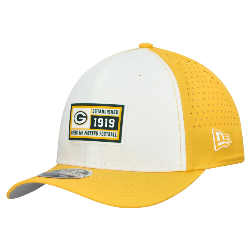 Green Bay Packers New Era Established Patch 9SEVENTY Adjustable Hat - White/Gold Hats