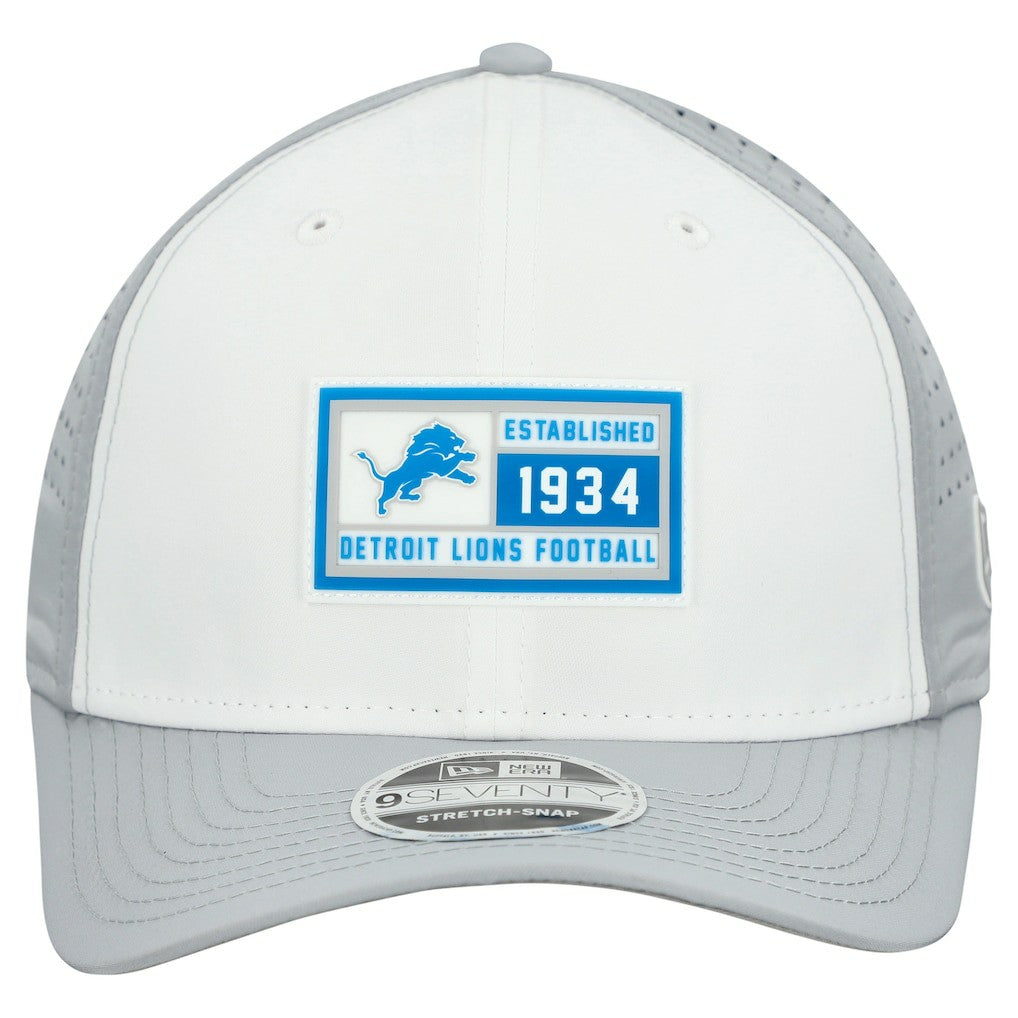 Detroit Lions New Era Established Patch 9SEVENTY Adjustable Hat - White/Silver Hats