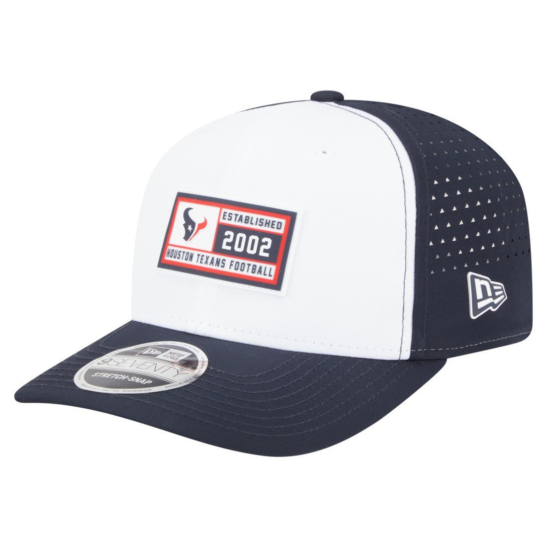 Houston Texans New Era Established Patch 9SEVENTY Adjustable Hat - White/Navy Hats