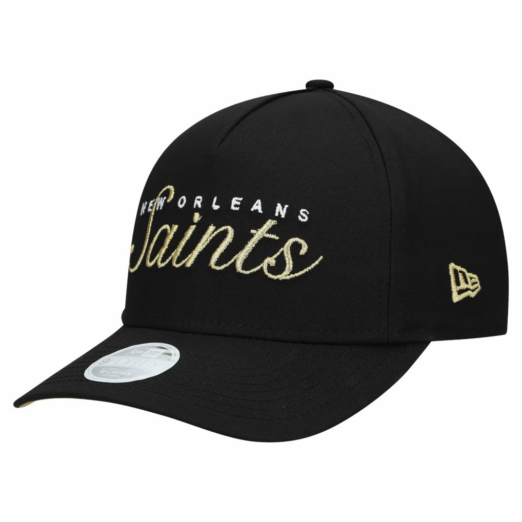 New Orleans Saints New Era Women's Metallic 9FORTY M-Crown A-Frame Adjustable Hat - Black Hats