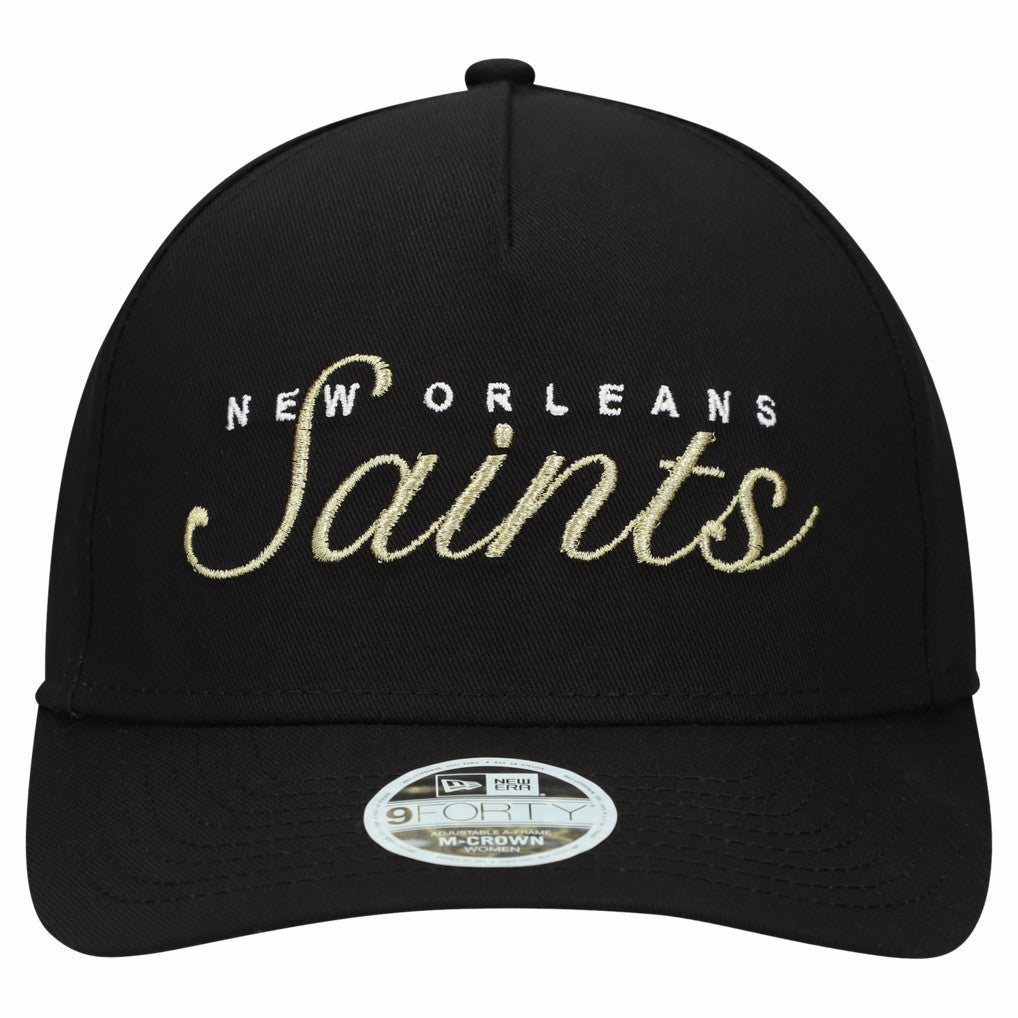 New Orleans Saints New Era Women's Metallic 9FORTY M-Crown A-Frame Adjustable Hat - Black Hats