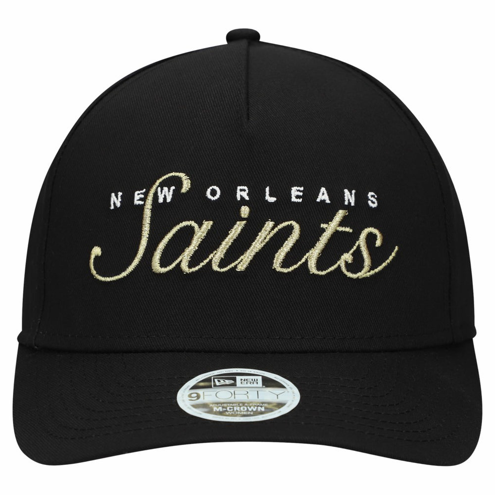 New Orleans Saints New Era Women's Metallic 9FORTY M-Crown A-Frame Adjustable Hat - Black Hats