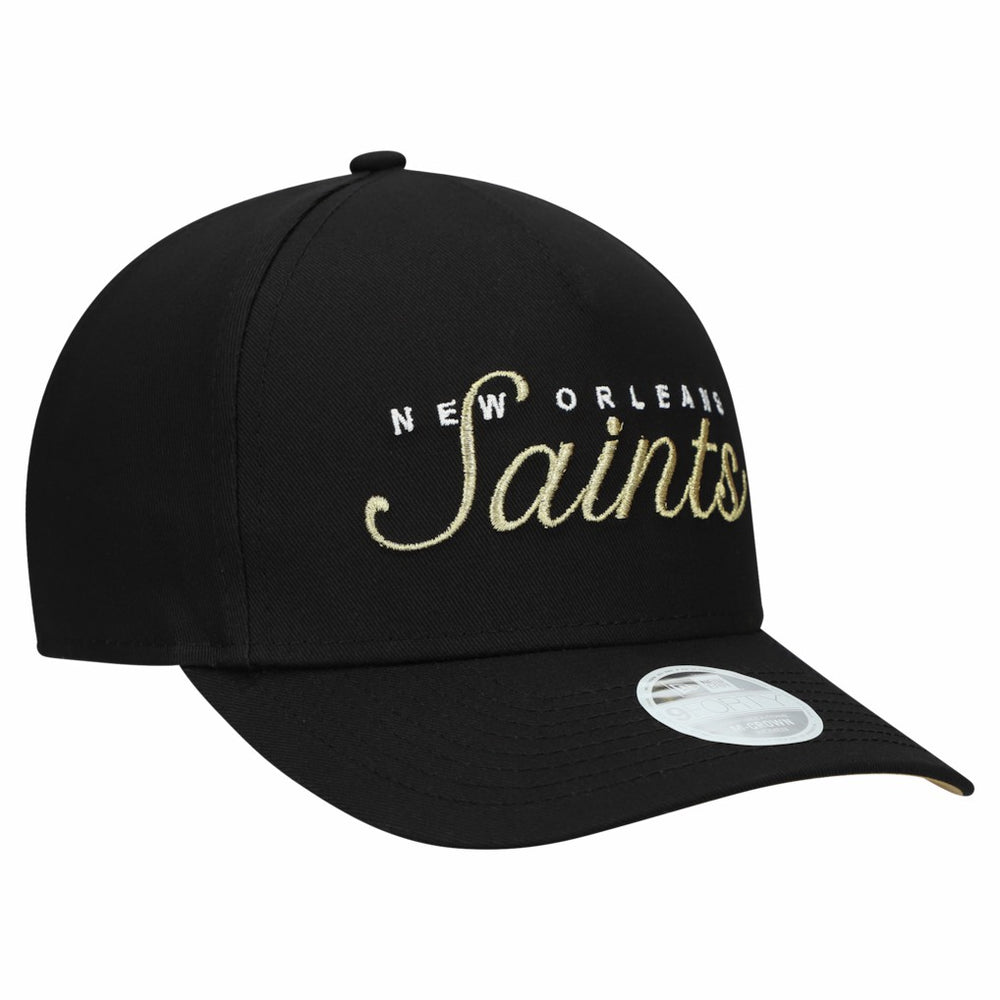 New Orleans Saints New Era Women's Metallic 9FORTY M-Crown A-Frame Adjustable Hat - Black Hats