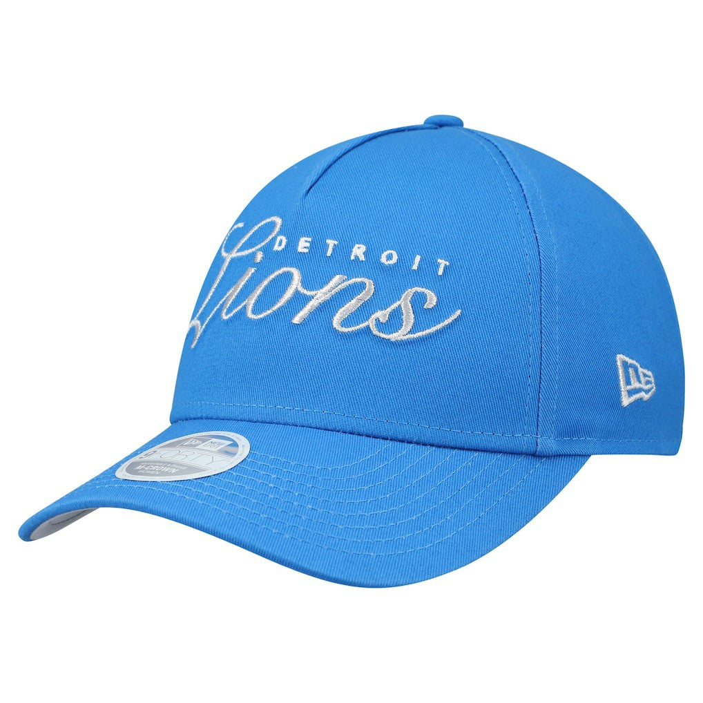 Detroit Lions New Era Women's Metallic 9FORTY M-Crown A-Frame Adjustable Hat - Blue Hats