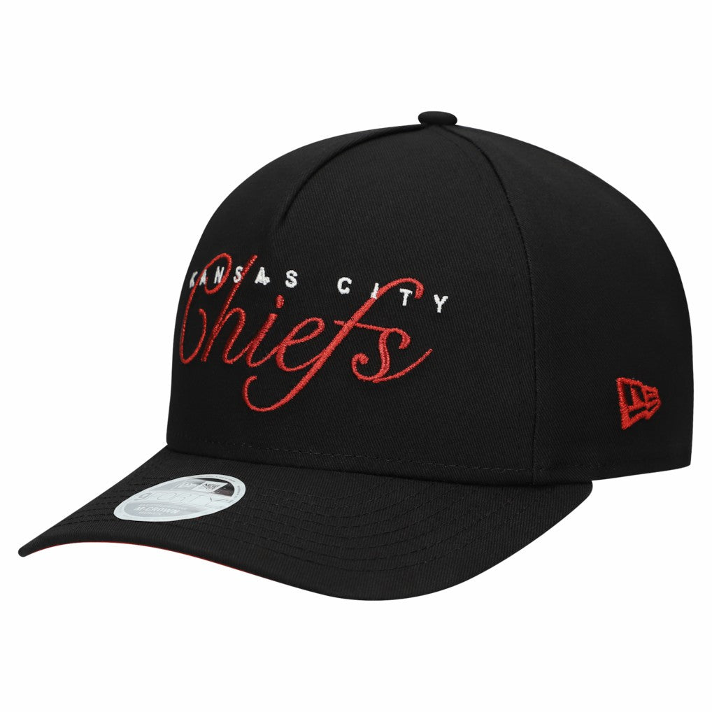 Kansas City Chiefs New Era Women's Metallic 9FORTY M-Crown A-Frame Adjustable Hat - Black Hats
