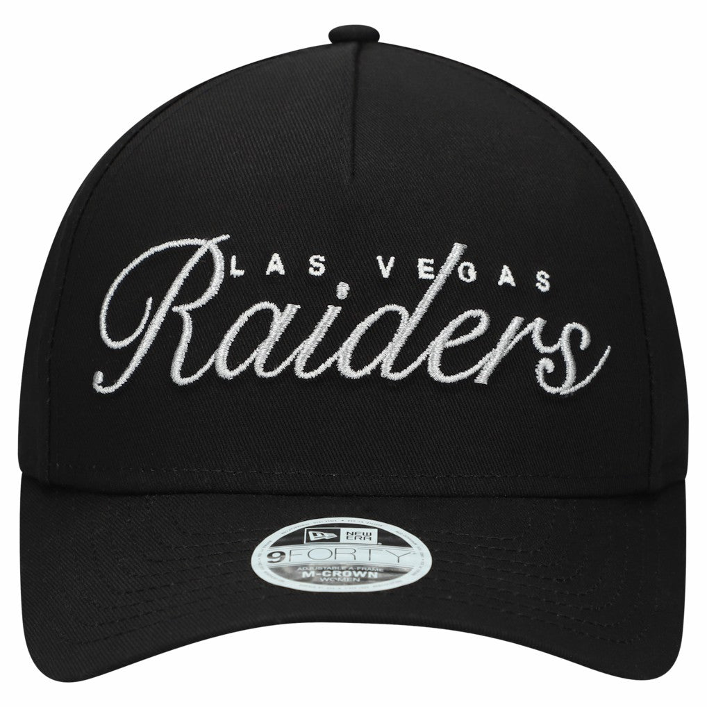 Las Vegas Raiders New Era Women's Metallic 9FORTY M-Crown A-Frame Adjustable Hat - Black Hats