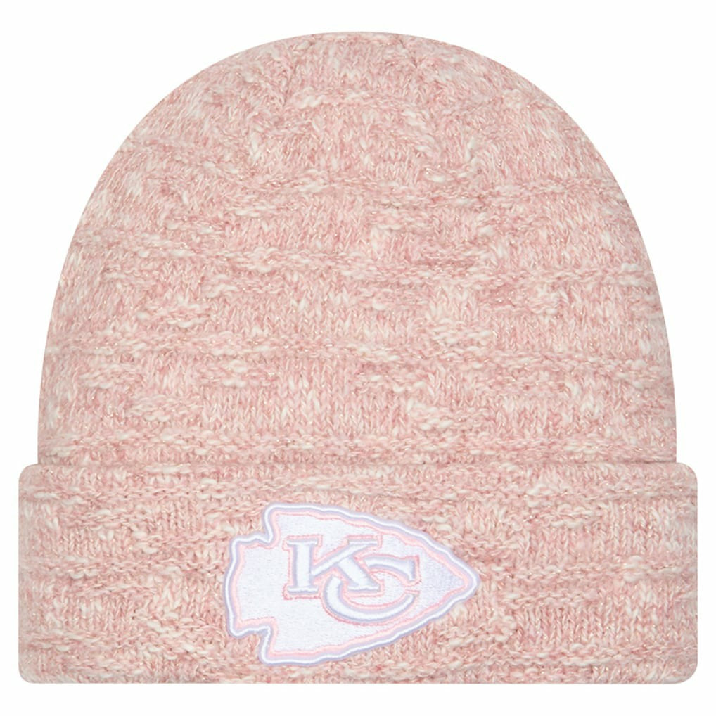Kansas City Chiefs New Era Women's Metallic Cuffed Knit Hat - Pink Hats
