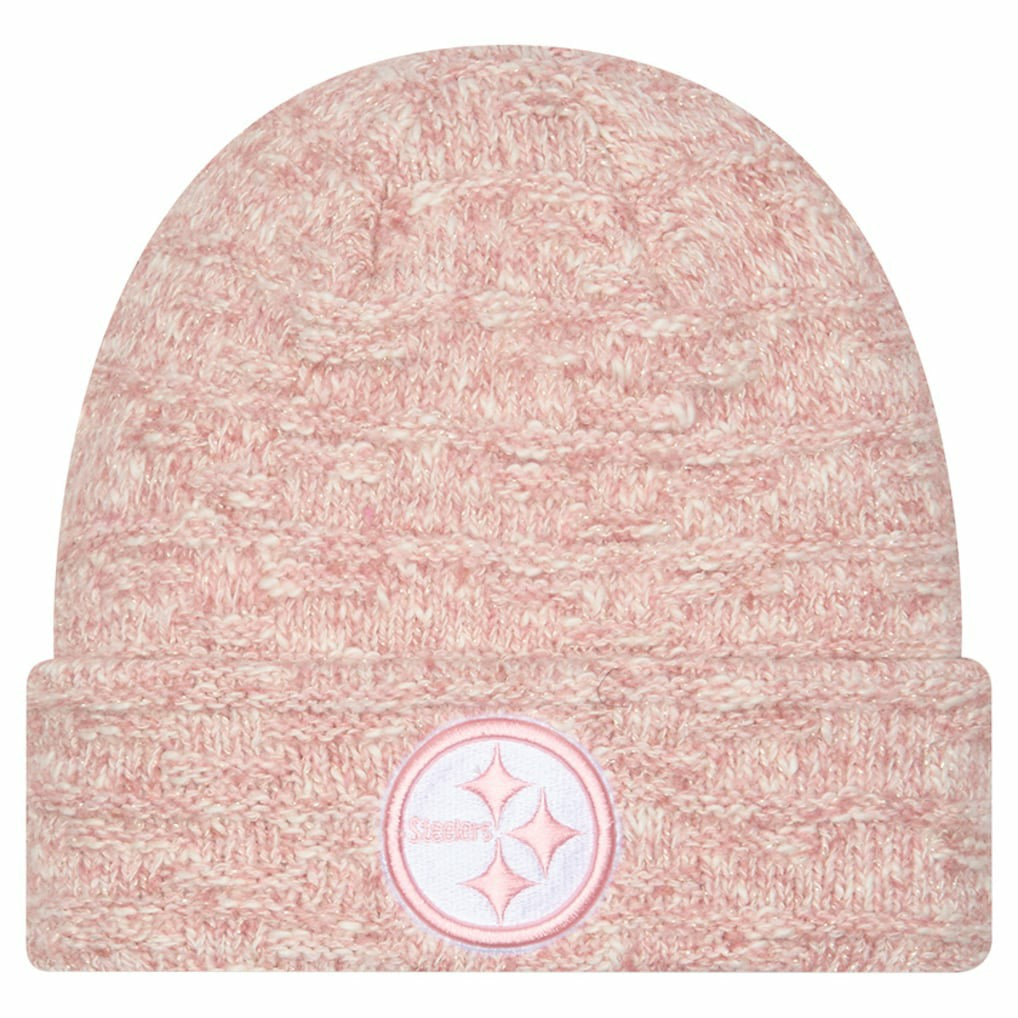 Pittsburgh Steelers New Era Women's Metallic Cuffed Knit Hat - Pink Hats