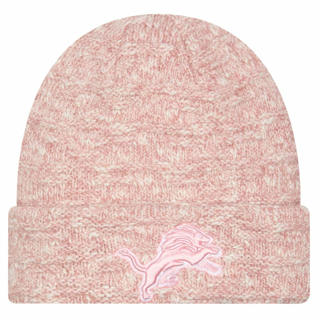 Detroit Lions New Era Women's Metallic Cuffed Knit Hat - Pink Hats