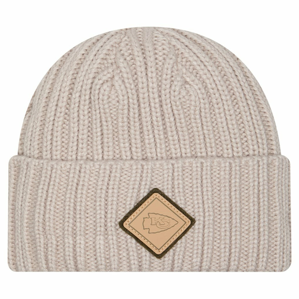 Kansas City Chiefs New Era Logo Applique Cuffed Knit Hat - Light Beige Hats