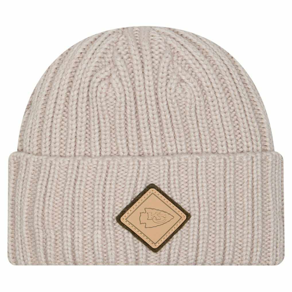Kansas City Chiefs New Era Logo Applique Cuffed Knit Hat - Light Beige Hats