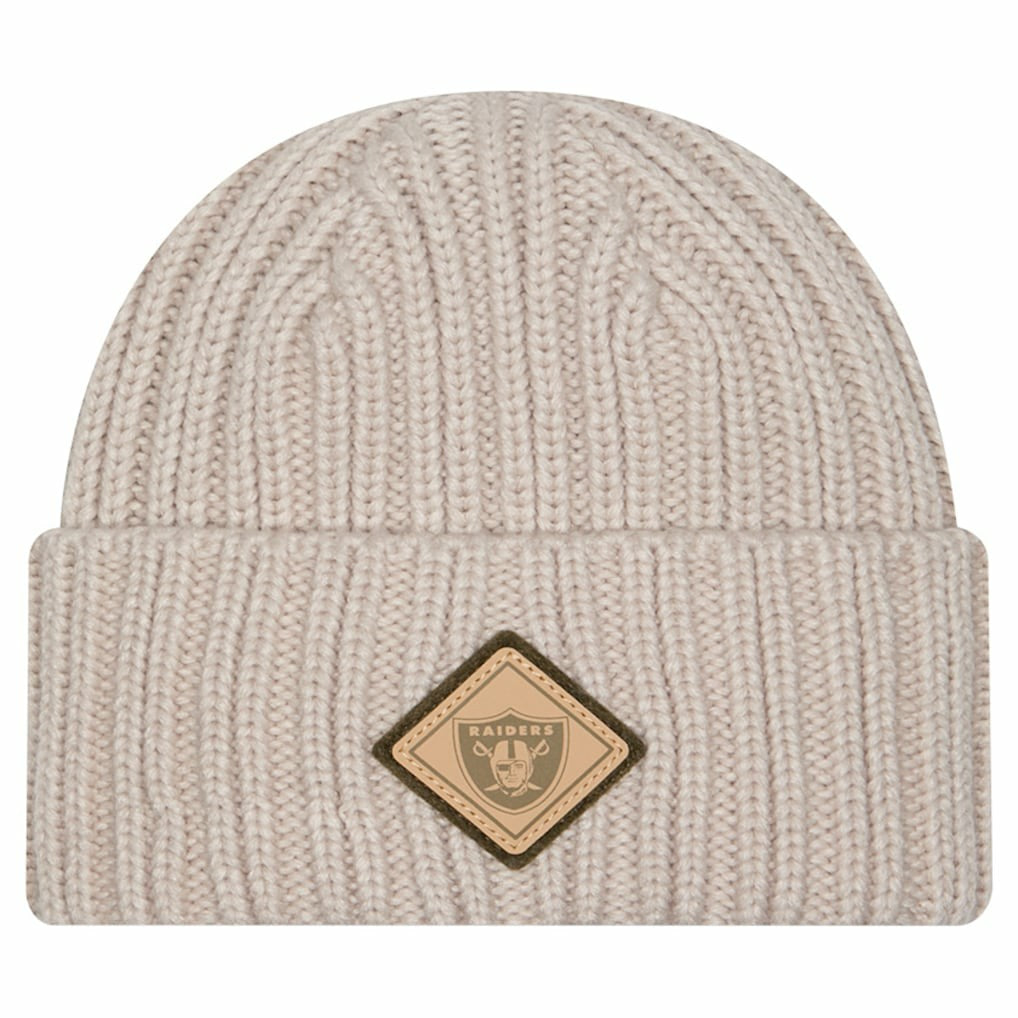 Las Vegas Raiders New Era Logo Applique Cuffed Knit Hat - Light Beige Hats